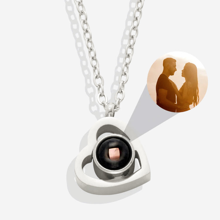 Personalized Photograph Heart Necklace Gift Set